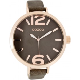 OOZOO Timepieces 48mm Browm Grey Leather Strap C7518